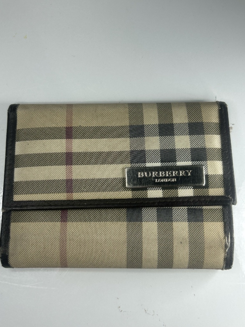 Burberry London Checkered Tri-Fold Wallet